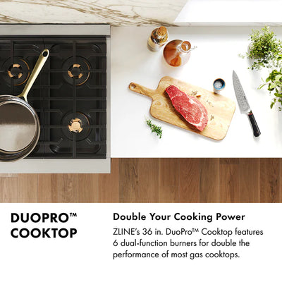 ZLINE 36 in. 5.2 cu. ft. Paramount Dual Fuel Range with 6 Burner DuoPro™ Cooktop and Electric Convection Oven in Stainless Steel (PSDR36)