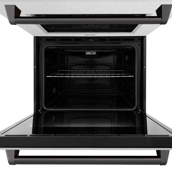 ZLINE 30 in. Autograph Edition Professional True Convection Double Wall Oven with Air Fry and Self Clean in DuraSnow® Stainless Steel with Accent Handles (WADSZ-30)