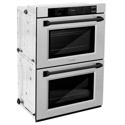 ZLINE 30 in. Autograph Edition Professional True Convection Double Wall Oven with Air Fry and Self Clean in DuraSnow® Stainless Steel with Accent Handles (WADSZ-30)