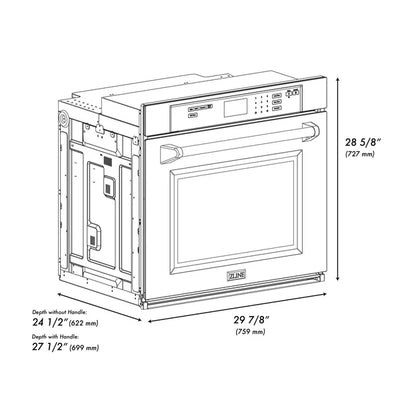 ZLINE 30 in. Autograph Edition Professional True Convection Single Wall Oven with Air Fry and Self Clean in DuraSnow® Stainless Steel with Accent Handle (WASSZ-30)