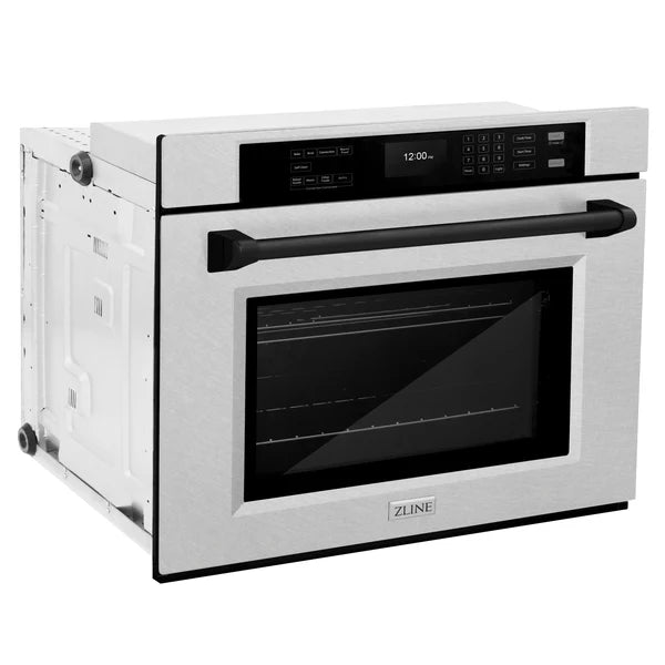 ZLINE 30 in. Autograph Edition Professional True Convection Single Wall Oven with Air Fry and Self Clean in DuraSnow® Stainless Steel with Accent Handle (WASSZ-30)