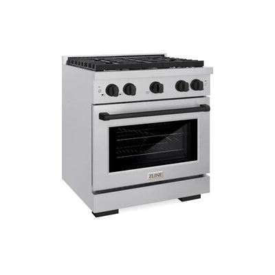 ZLINE Autograph Edition 30 in. 4.2 cu. ft. 4 Burner Gas Range with Convection Gas Oven in DuraSnow® Stainless Steel and Accents (SGRSZ-30)