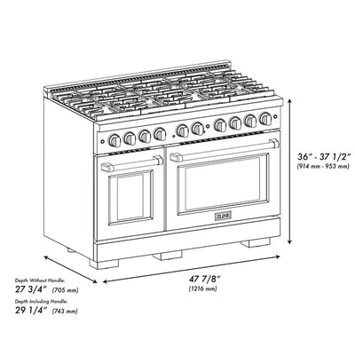 ZLINE Autograph Edition 48 in. 6.7 cu. ft. 8 Burner Double Oven Gas Range in DuraSnow® Stainless Steel and Accents (SGRSZ-48)