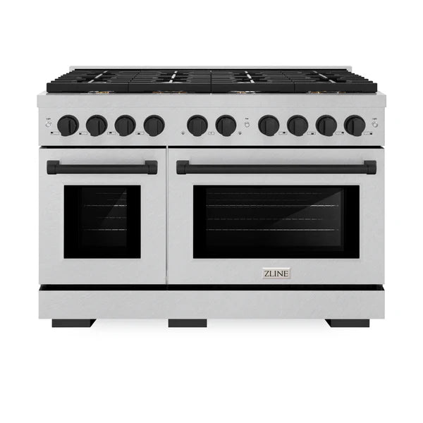 ZLINE Autograph Edition 48 in. 6.7 cu. ft. 8 Burner Double Oven Gas Range in DuraSnow® Stainless Steel and Accents (SGRSZ-48)