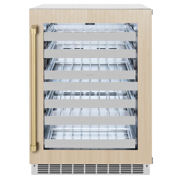 ZLINE 24 In. Touchstone Wine Cooler with Panel-Ready Glass Door and Polished Handle (RWDPOZ-24)