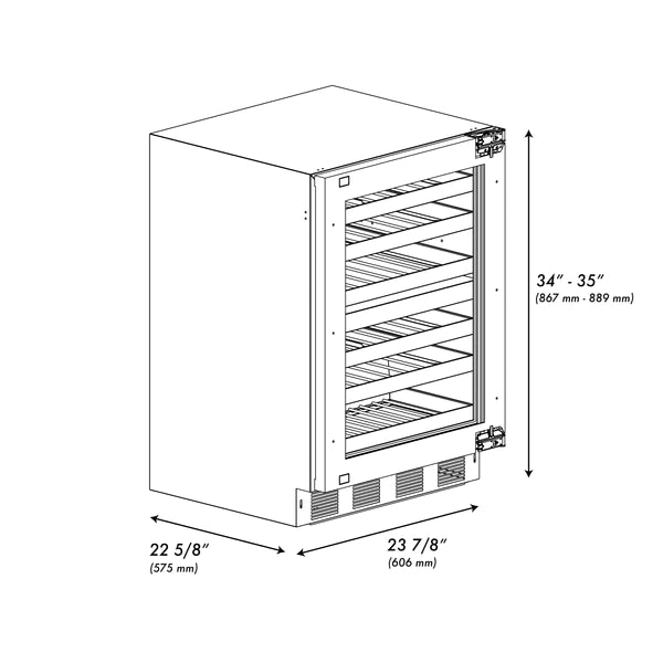 ZLINE 24 In. Touchstone Wine Cooler with Panel-Ready Glass Door and Polished Handle (RWDPOZ-24)