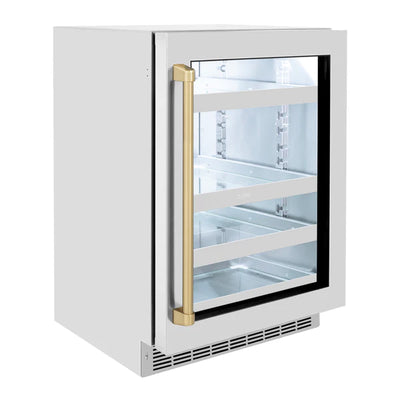 ZLINE 24 In. Touchstone Beverage Fridge with Stainless Steel Glass Door and Polished Handle (RBSOZ-GS-24)