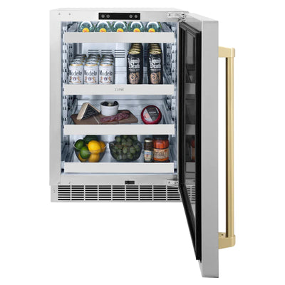 ZLINE Autograph Edition 24 in. Touchstone 151 Can Beverage Fridge With Solid Stainless Steel Door And Polished Handle (RBSOZ-ST-24)