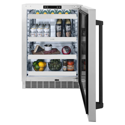 ZLINE Autograph Edition 24 in. Touchstone 151 Can Beverage Fridge With Solid Stainless Steel Door And Polished Handle (RBSOZ-ST-24)