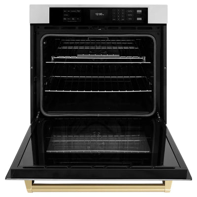 ZLINE 30 in. Autograph Edition Professional True Convection Single Wall Oven with Air Fry and Self Clean in Stainless Steel with Accent Handle (WASZ-30)