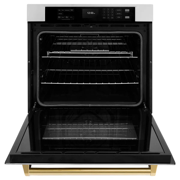 ZLINE 30 in. Autograph Edition Professional True Convection Single Wall Oven with Air Fry and Self Clean in Stainless Steel with Accent Handle (WASZ-30)