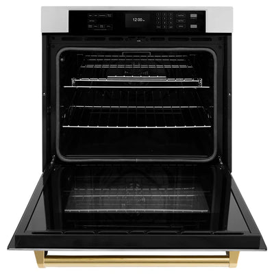 ZLINE 30 in. Autograph Edition Professional True Convection Single Wall Oven with Air Fry and Self Clean in Stainless Steel with Accent Handle (WASZ-30)