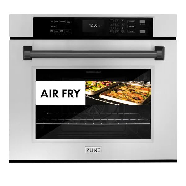 ZLINE 30 in. Autograph Edition Professional True Convection Single Wall Oven with Air Fry and Self Clean in Stainless Steel with Accent Handle (WASZ-30)