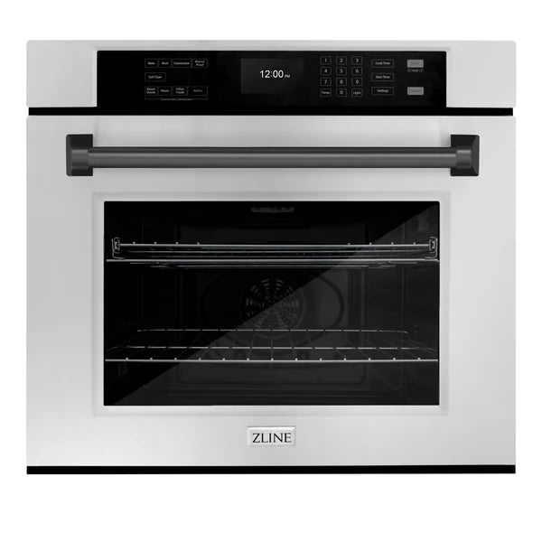 ZLINE 30 in. Autograph Edition Professional True Convection Single Wall Oven with Air Fry and Self Clean in Stainless Steel with Accent Handle (WASZ-30)