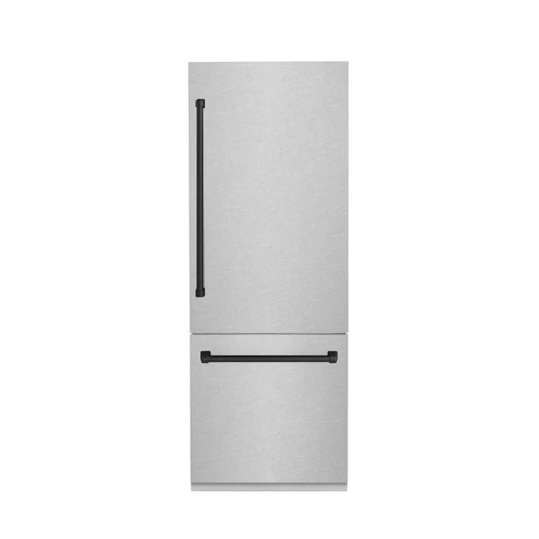 ZLINE 30" Autograph Edition 16.1 cu. ft. Built-in 2-Door Bottom Freezer Refrigerator with Internal Water and Ice Dispenser in Fingerprint Resistant Stainless Steel with Accents (RBIVZ-SN-30)