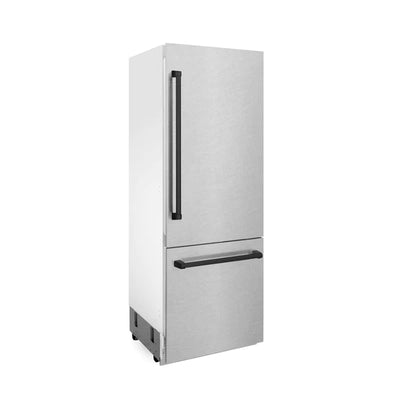 ZLINE 30" Autograph Edition 16.1 cu. ft. Built-in 2-Door Bottom Freezer Refrigerator with Internal Water and Ice Dispenser in Fingerprint Resistant Stainless Steel with Accents (RBIVZ-SN-30)