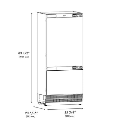 ZLINE 36 in. 19.8 cu. ft. Panel Ready Built-In Bottom Freezer Refrigerator with Water Dispenser and Ice Maker with Graphite Gray Interior (GRBIT-36)