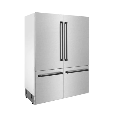 ZLINE 60" Autograph Edition 32.2 cu. ft. Built-in 4-Door French Door Refrigerator with Internal Water and Ice Dispenser in Fingerprint Resistant Stainless Steel with Accents (RBIVZ-SN-60)