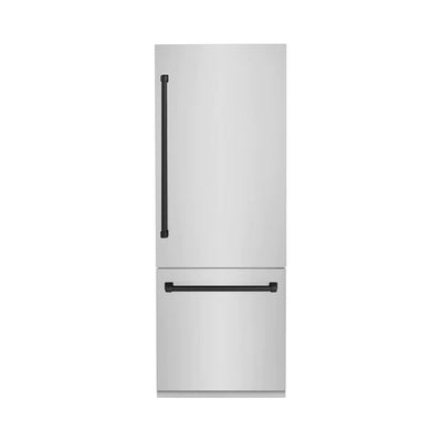 ZLINE 30" Autograph Edition 16.1 cu. ft. Built-in 2-Door Bottom Freezer Refrigerator with Internal Water and Ice Dispenser in Stainless Steel with Accents (RBIVZ-304-30)