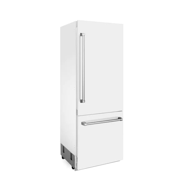 ZLINE 30" 16.1 cu. ft. Built-In 2-Door Bottom Freezer Refrigerator with Internal Water and Ice Dispenser in White Matte (RBIV-WM-30)