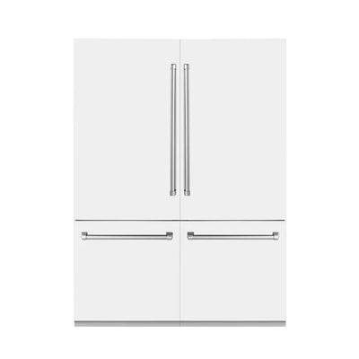 ZLINE 60" 32.2 cu. ft. Built-In 4-Door French Door Refrigerator with Internal Water and Ice Dispenser in White Matte (RBIV-WM-60)
