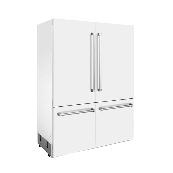 ZLINE 60" 32.2 cu. ft. Built-In 4-Door French Door Refrigerator with Internal Water and Ice Dispenser in White Matte (RBIV-WM-60)