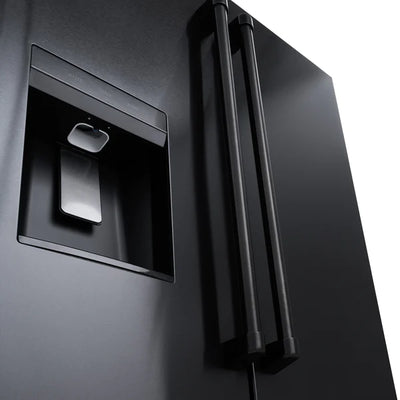 ZLINE 36 in. 28.9 cu. ft. Standard-Depth French Door External Water Dispenser Refrigerator with Dual Ice Maker in Black Stainless Steel (RSM-W-36-BS)