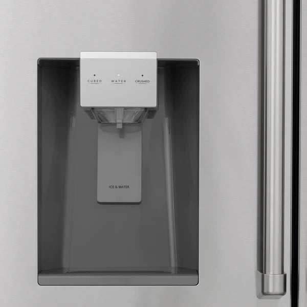 ZLINE 36" 21.6 cu. ft. 4-Door French Door Refrigerator with Water and Ice Dispenser and Water Filter in Fingerprint Resistant Stainless Steel (RFM-W-WF-36)