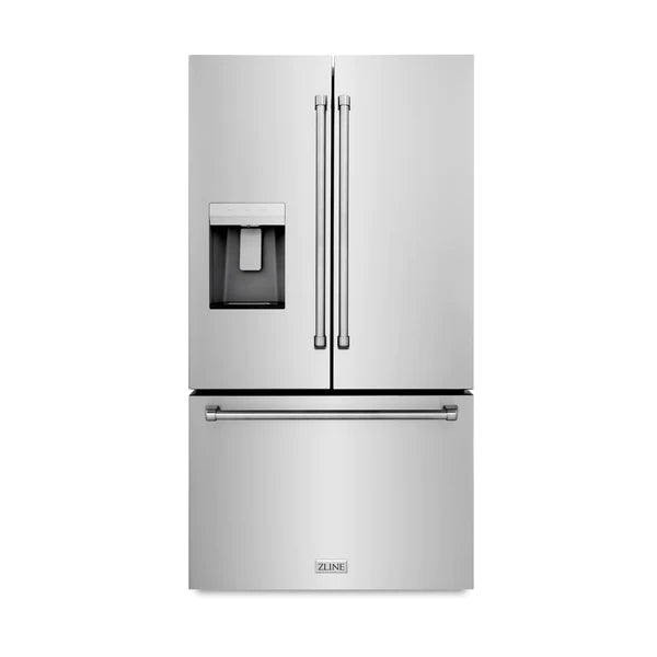 ZLINE 36 in. 28.9 cu. ft. Standard-Depth French Door External Water Dispenser Refrigerator with Dual Ice Maker in Fingerprint Resistant Stainless Steel (RSM-W-36)