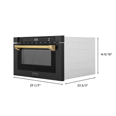 ZLINE Autograph Edition 24" 1.2 cu. ft. Built-in Microwave Drawer in Black Stainless Steel with Accents (MWDZ-1-BS-H)
