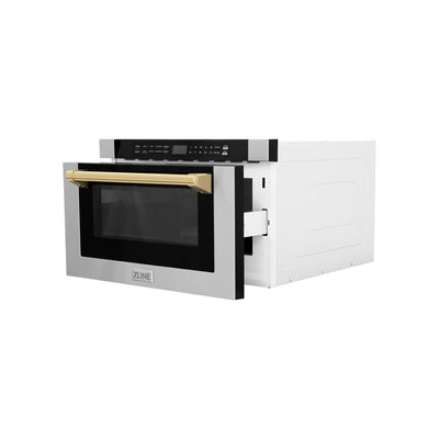 ZLINE Autograph Edition 24" 1.2 cu. ft. Built-in Microwave Drawer with a Traditional Handle in Stainless Steel with Accents (MWDZ-1-H)