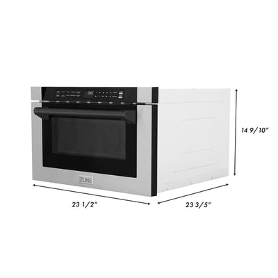ZLINE Autograph Edition 24" 1.2 cu. ft. Built-in Microwave Drawer with a Traditional Handle in Stainless Steel with Accents (MWDZ-1-H)