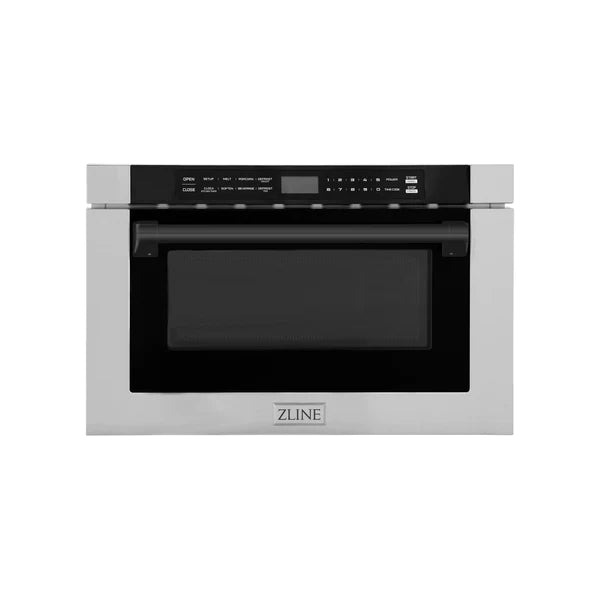 ZLINE Autograph Edition 24" 1.2 cu. ft. Built-in Microwave Drawer with a Traditional Handle in Stainless Steel with Accents (MWDZ-1-H)