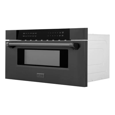 ZLINE 30" Microwave Drawer in Black Stainless Steel with Traditional Handle (MWD-30-BS)