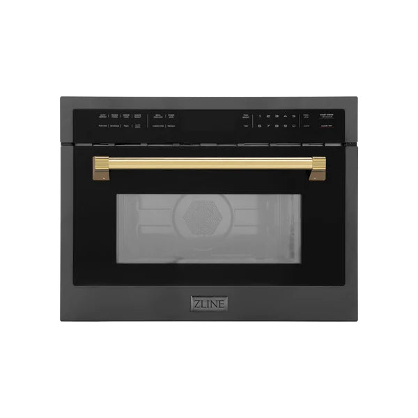 ZLINE Autograph Edition 24" 1.6 cu ft. Built-in Convection Microwave Oven in Black Stainless Steel with Accents (MWOZ-24-BS)