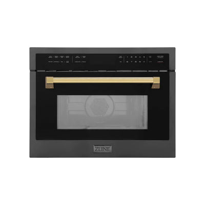 ZLINE Autograph Edition 24" 1.6 cu ft. Built-in Convection Microwave Oven in Black Stainless Steel with Accents (MWOZ-24-BS)