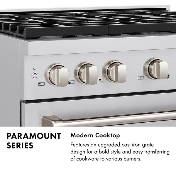 ZLINE 36 in. 5.2 cu. ft. Paramount Dual Fuel Range with 6 Burner DuoPro™ Cooktop and Electric Convection Oven in Stainless Steel (PSDR36)