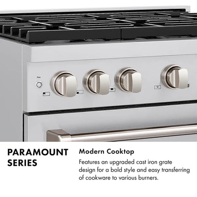 ZLINE 36 in. 5.2 cu. ft. Paramount Dual Fuel Range with 6 Burner DuoPro™ Cooktop and Electric Convection Oven in Stainless Steel (PSDR36)