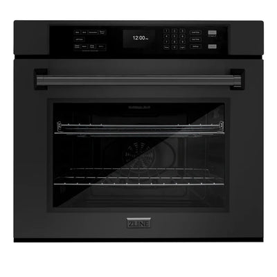 ZLINE 30 in. Professional True Convection Single Wall Oven with Air Fry and Self Clean in Black Stainless Steel (WASB-30)