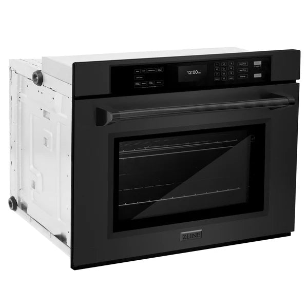 ZLINE 30 in. Professional True Convection Single Wall Oven with Air Fry and Self Clean in Black Stainless Steel (WASB-30)