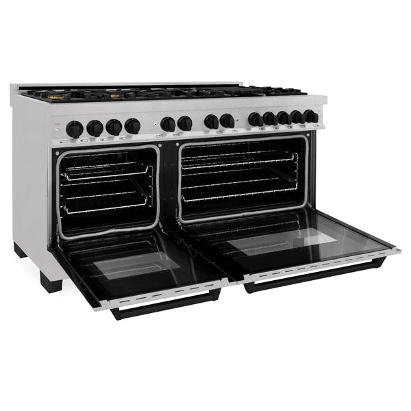 ZLINE Autograph Edition 60 in. 7.4 cu. ft. Dual Fuel Range with Gas Stove and Electric Oven in DuraSnow Stainless Steel with Accents (RASZ-SN-60)