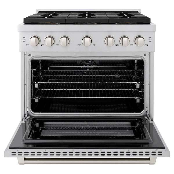 ZLINE 36 in. 5.2 cu. ft. Paramount Dual Fuel Range with 6 Burner DuoPro™ Cooktop and Electric Convection Oven in Stainless Steel (PSDR36)
