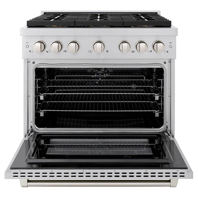 ZLINE 36 in. 5.2 cu. ft. Paramount Dual Fuel Range with 6 Burner DuoPro™ Cooktop and Electric Convection Oven in Stainless Steel (PSDR36)