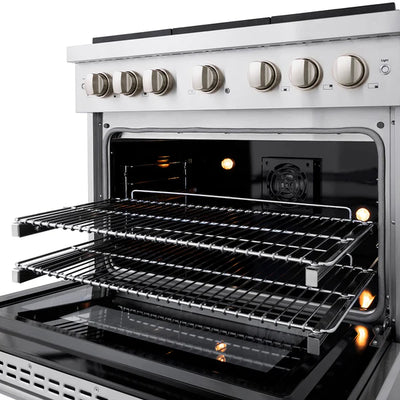 ZLINE 36 in. 5.2 cu. ft. Paramount Dual Fuel Range with 6 Burner DuoPro™ Cooktop and Electric Convection Oven in Stainless Steel (PSDR36)