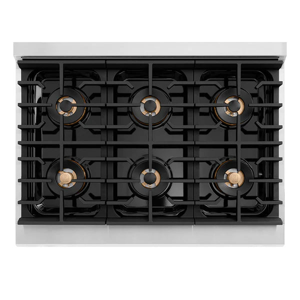 ZLINE 36 in. 5.2 cu. ft. Paramount Dual Fuel Range with 6 Burner DuoPro™ Cooktop and Electric Convection Oven in Stainless Steel (PSDR36)
