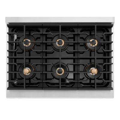 ZLINE 36 in. 5.2 cu. ft. Paramount Dual Fuel Range with 6 Burner DuoPro™ Cooktop and Electric Convection Oven in Stainless Steel (PSDR36)