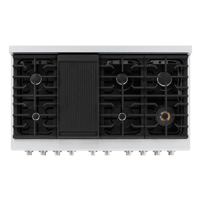 ZLINE 48 in. 6.7 cu. ft. 8 Burner Double Oven Gas Range in Stainless Steel (SGR48)