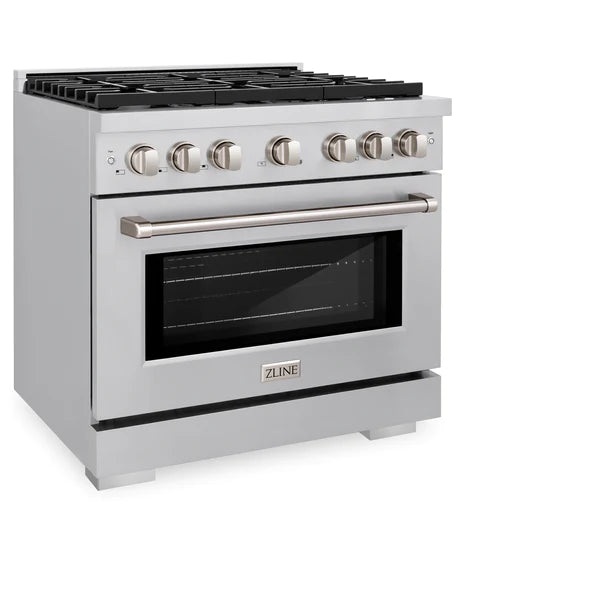 ZLINE 36 in. 5.2 cu. ft. 6 Burner Gas Range with Convection Gas Oven in Stainless Steel (SGR36)