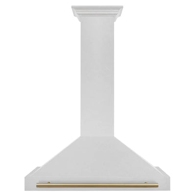 ZLINE 36" Autograph Edition DuraSnow® Stainless Steel Range Hood with DuraSnow® Stainless Steel Shell and Gold Handle
