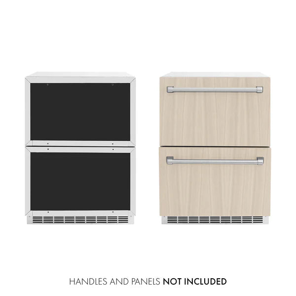 ZLINE 24 in. Touchstone 168 Can Outdoor-Rated Dual Refrigerator Drawer with Panel-Ready Doors (RDSPO-24)